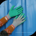 SRSAFETY prix bon marché / 13G Doublure tricotée gants de latex crinkle vert / gants à main